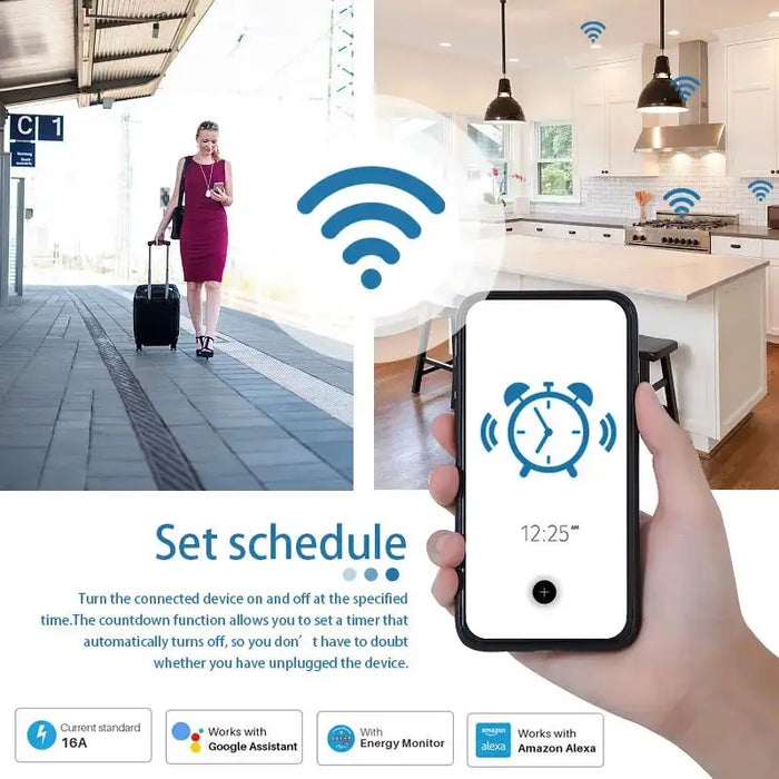 Presa intelligente Tuya EU16A/20A Wifi Smart Plug con monitoraggio dell'alimentazione Smart Life APP supporto per telecomando Google Assistant Alexa