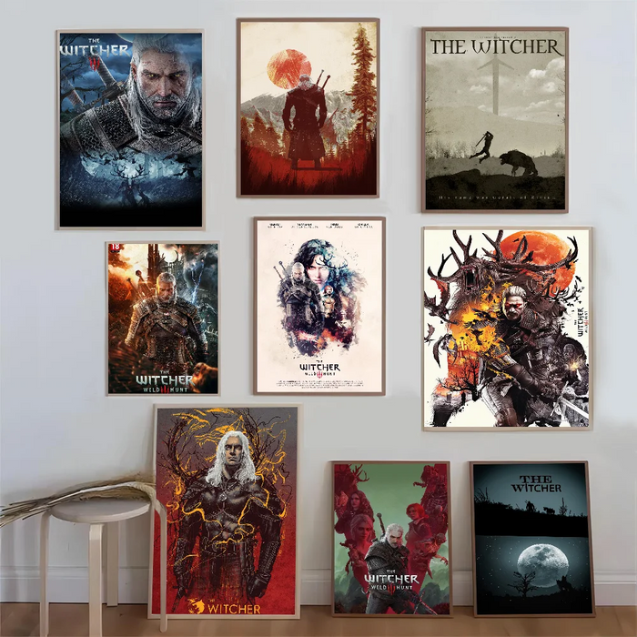 T-The W-witcher 3 Game poster Vintage Sticky Whitepaper Prints poster opere d'arte poster adesivi murali