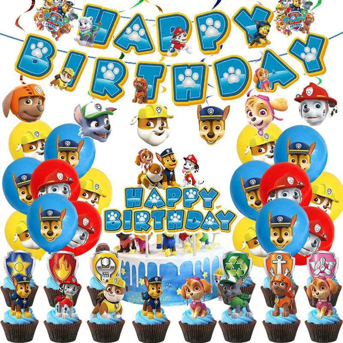 PAW Patrol Birthday Party Decoration Kids Toy Hat Gift palloncino in alluminio stoviglie usa e getta New Banner Boy Event Supplies