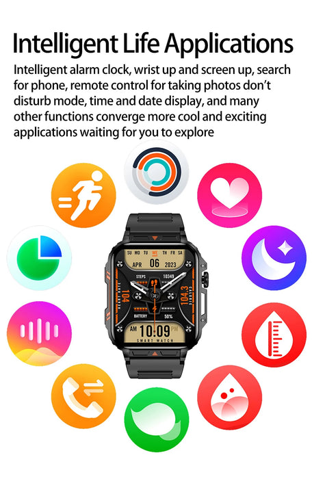 LIGE Smartwatch schermo da 1.95 pollici monitoraggio della salute orologi IP68 impermeabile Sport Fitness Smart Watch per uomo donna Reloj Hombre