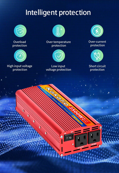 Inverter 60HZ 12V/24V110V600W1500W2000W2500W convertitore migliorato per uso domestico presa americana di alimentazione per auto portatile a onda sinusoidale modificata