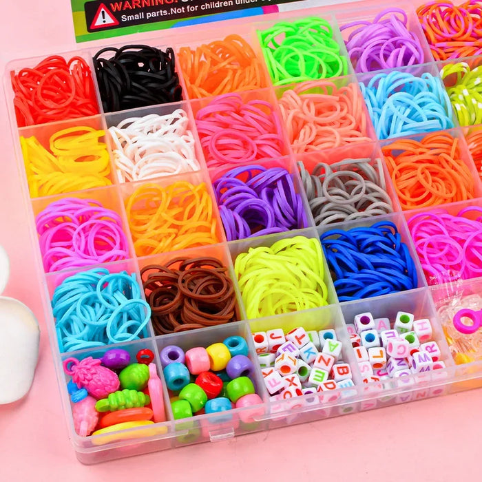 Set di fasce per telaio colorate Creative Kit per la creazione di braccialetti arcobaleno braccialetti intrecciati con elastico fai da te giocattoli artigianali per regali di compleanno per ragazze