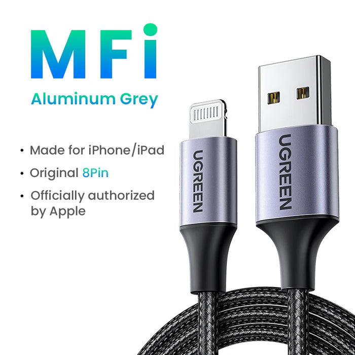 Cavo UGREEN MFi da USB a Lightning per iPhone 14 13 12 Pro Max 2.4A ricarica rapida per iPhone per cavo dati del telefono iPad