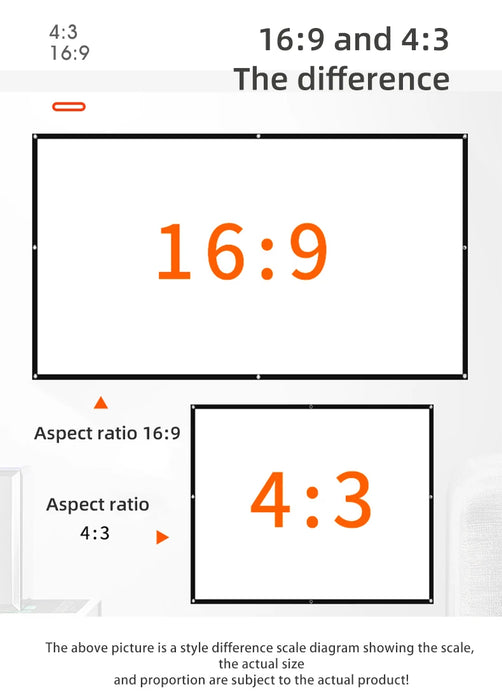 VEIDADZ schermo per proiettore pieghevole portatile da 60-200 pollici bianco ad alta densità senza pieghe schermo di proiezione morbido 16:9 Indoor Outdoor