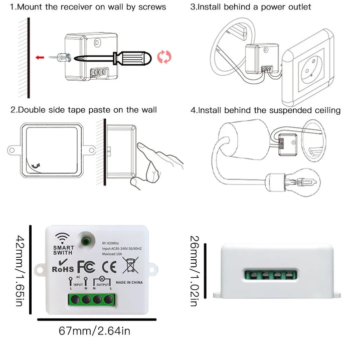 Tedeligo Tuya WiFi RF Smart Switch Light interruttore di controllo remoto 110V 220V 10A modulo interruttore di temporizzazione, controllo vocale, supporto Alexa