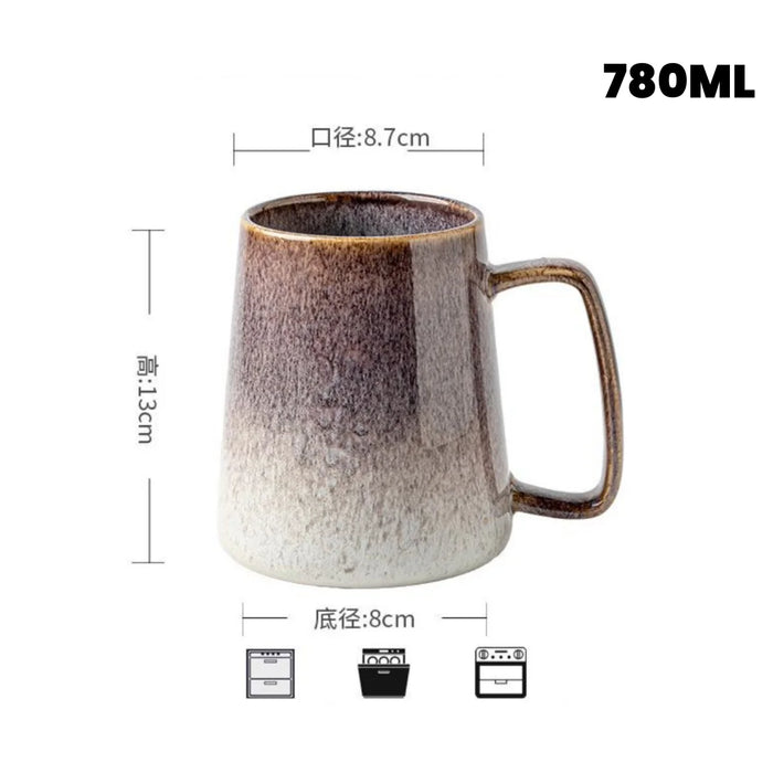 Grandi tazze da caffè in ceramica da 26 once con coperchio manico Sppon, tazza da tè Jumbo Extra grande per ufficio e casa, regalo e regalo 780ML