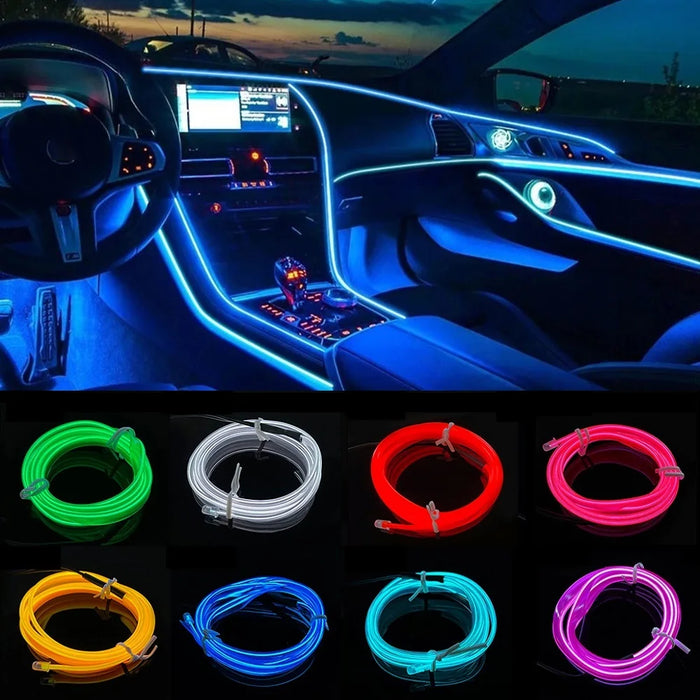 10M/1M/3M/5M interni Auto Led lampada decorativa cablaggio striscia al Neon per Auto fai da te flessibile luce ambientale USB Party Atmosphere Diode