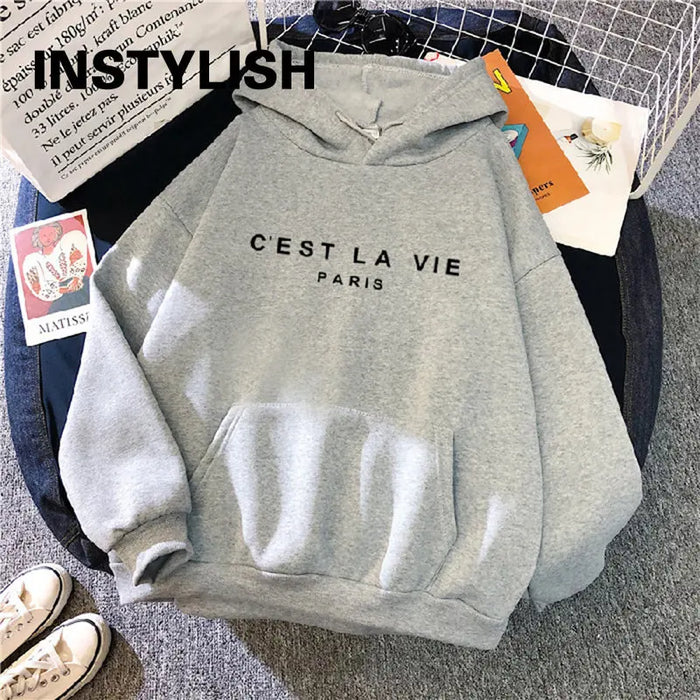 Felpe con cappuccio larghe con stampa Casual da donna felpa con cappuccio a maniche lunghe primaverili Harajuku top semplici Pullover stile pigro 2023 Streetwear