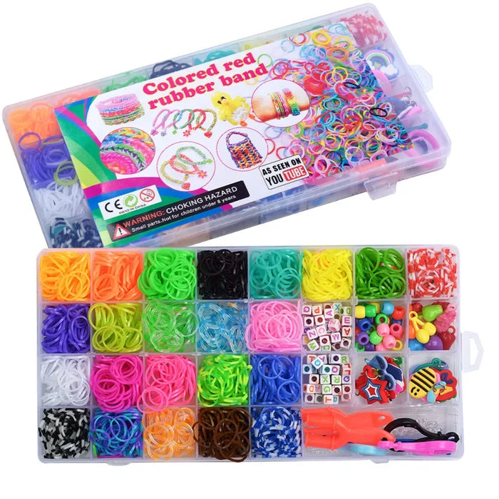 Set di fasce per telaio colorate Creative Kit per la creazione di braccialetti arcobaleno braccialetti intrecciati con elastico fai da te giocattoli artigianali per regali di compleanno per ragazze