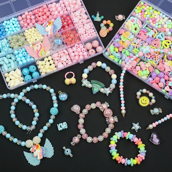 500pcs fai da te fatto a mano in rilievo giocattolo per bambini creativo allentato distanziatore perline artigianato fare braccialetto collana Kit di gioielli ragazza giocattolo regalo