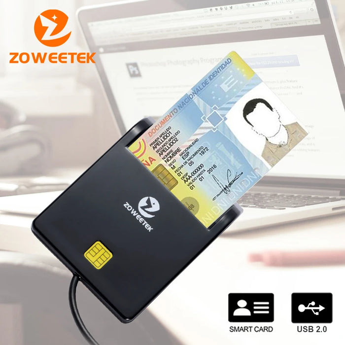 Lettore di Smart Card Zoweetek USB ID lettore elettronico DNI per ISO 7816 EMV IC DNIE Chip DNI Smart Card ZW-12026-1