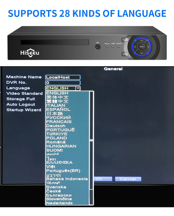 Hiseeu H.265 + 4CH 10CH 16CH POE NVR per telecamera di sorveglianza di sicurezza IP Sistema CCTV 5MP 8MP 4K Audio Video Recorder Face Detect