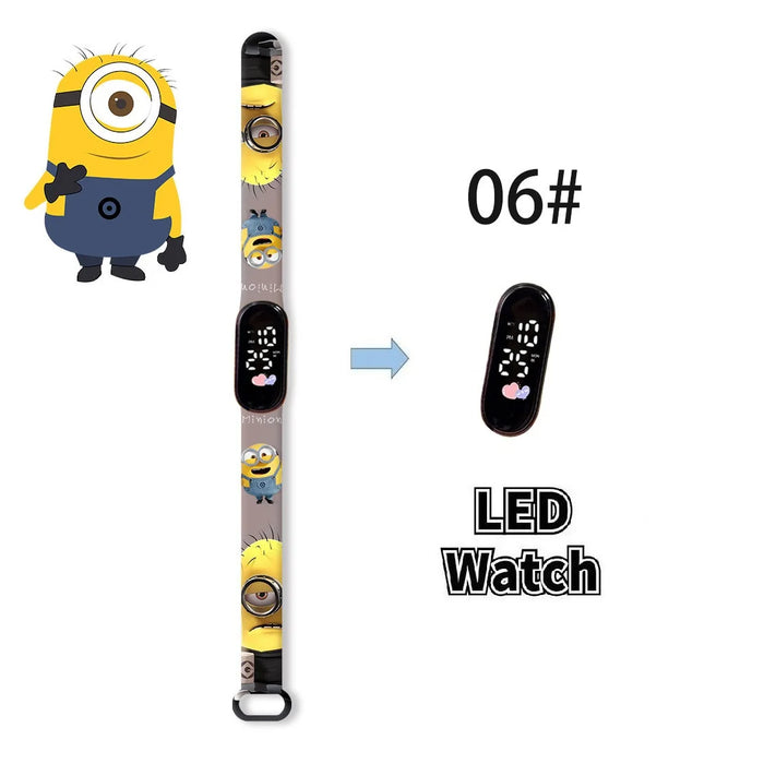 New Minions Child Watchs Anime Bob study Cartoon Digital Electronic LED Student Silicone Wristband Kids Birthday Gift Toys