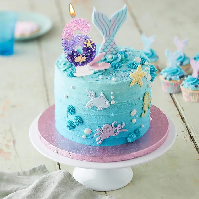 Tema oceano Sfumato Viola Compleanno Candela Pesce marino Conchiglia Decorazione Festival Torta Candele Matrimonio Buon compleanno Forniture per feste