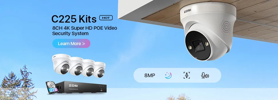 ZOSI 8CH 1080P CCTV Sistema esterno 5MP Lite Video DVR con 2/4/6/8 pezzi 2MP Wired Security Cam Sistema di videosorveglianza giorno/notte