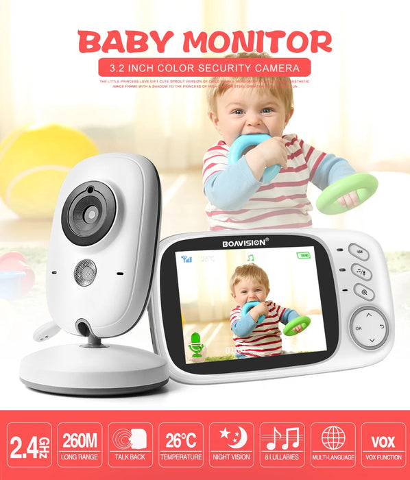 VB603 Video Baby Monitor 2.4G Wireless con LCD da 3.2 pollici Audio bidirezionale Conversazione Visione notturna Telecamera di sicurezza di sorveglianza Babysitter