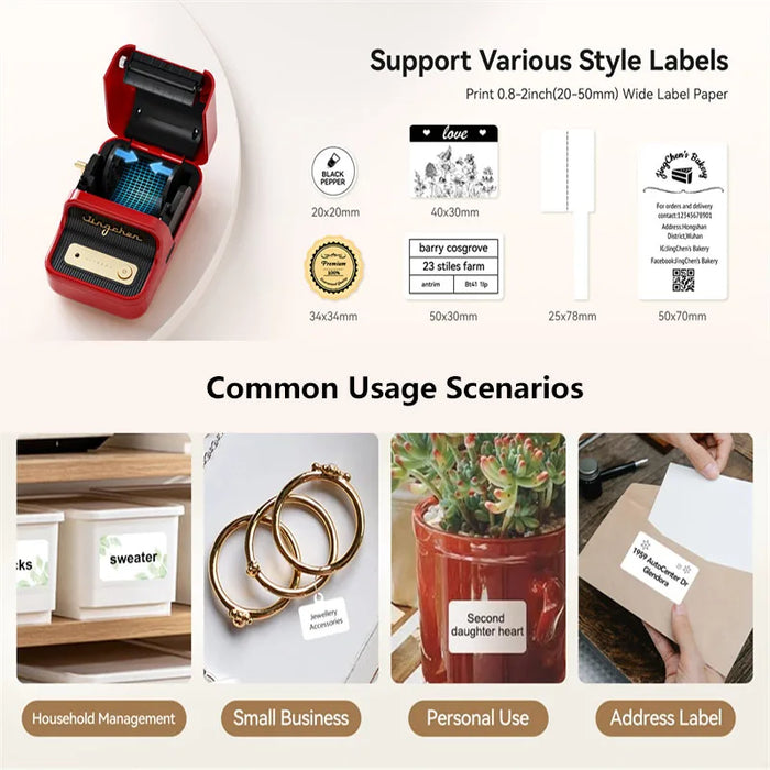 NiiMbot B21 Mini stampante termica Wireless Barcode Label Maker stampanti per etichette adesive portatili Bluetooth per ufficio commerciale