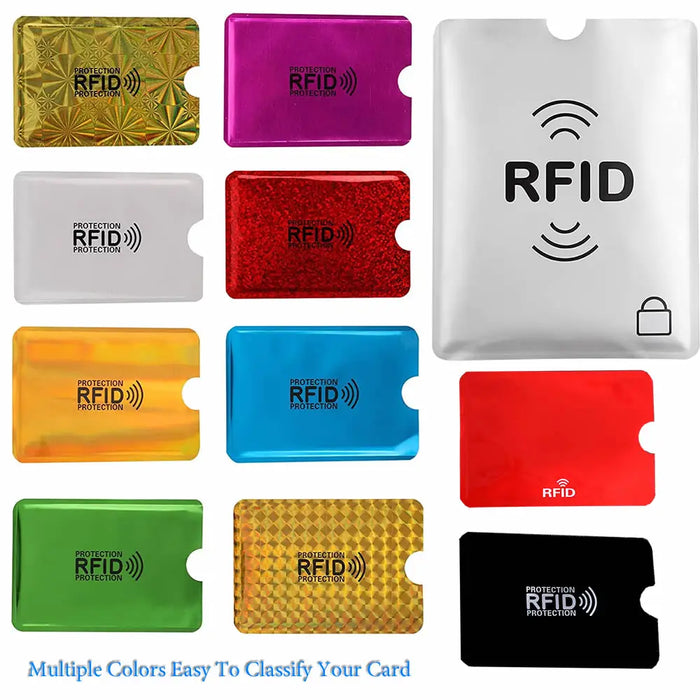 Porta carte di credito portatile anti-scansione da 10 pezzi Porta carte di credito NFC RFID Porta carte di credito portatile in foglio di alluminio antimagnetico