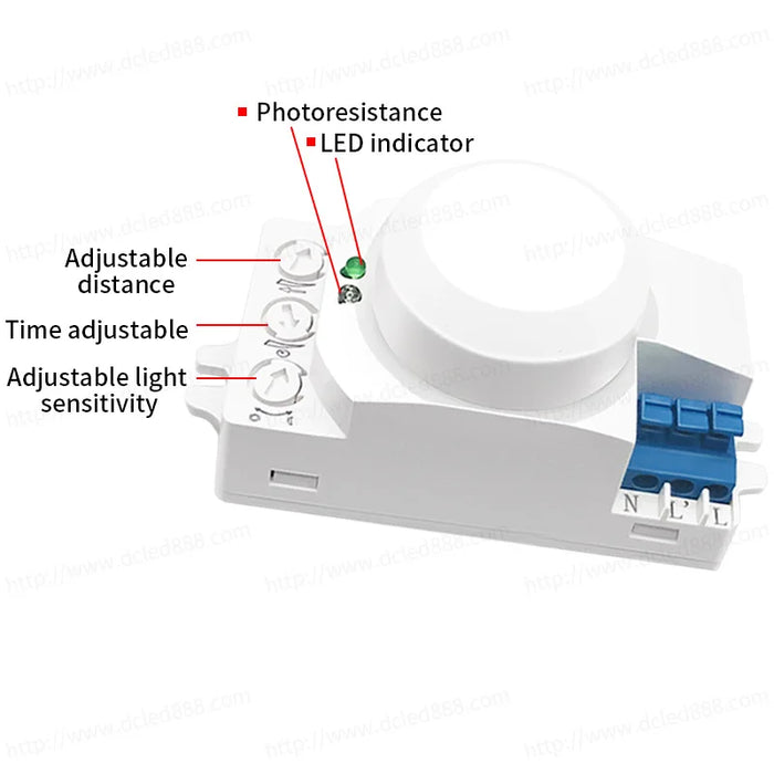 Interruttore del sensore a microonde a induzione a LED intelligente interruttore della luce del sensore di movimento intelligente a 360 gradi interruttore del sensore a 5.8GHz