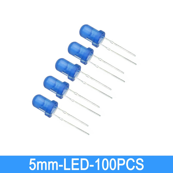 100 Pz/lotto 3mm 5mm F3 F5 LED Rotondo Ultra Luminoso Bianco Verde Giallo Blu Bianco Rosso Diodo Emettitore di Luce Per Il Kit Fai Da Te