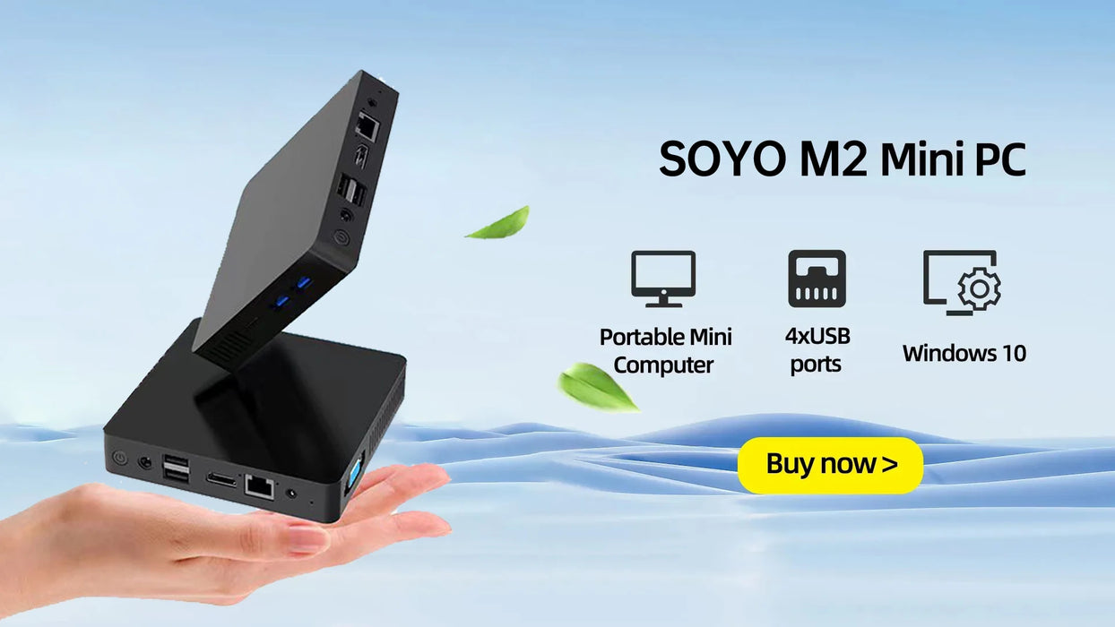 SOYO New M2 Mini PC Intel N3350 CPU 4G RAM 64G ROM VGA USB3.0 supporto M.2 Win10Pro Computer portatile Desktop WiFi BT4.2