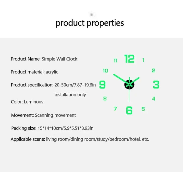 EW creativo semplice orologio digitale luminoso stile europeo fai da te orologio da parete silenzioso studio soggiorno orologio da parete senza perforazione