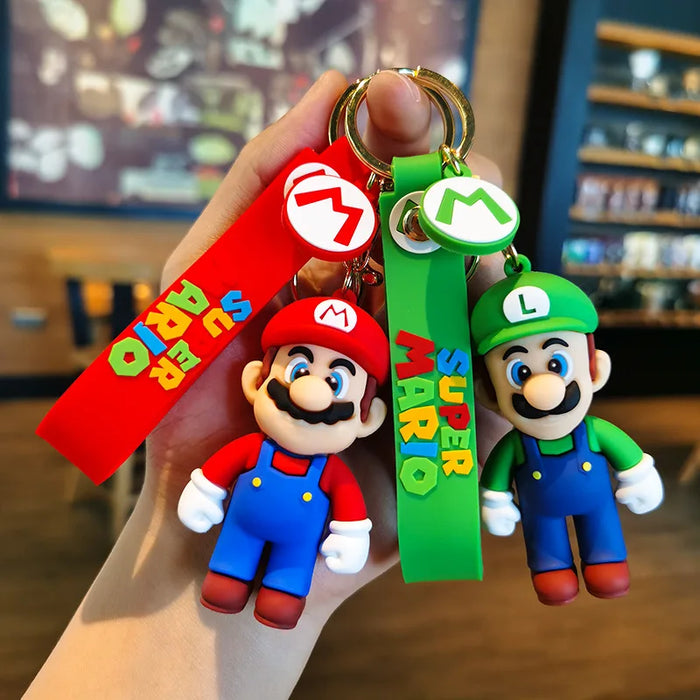 10 stili Super Mario portachiavi Mario Bros Luigi Toad Yoshi Bowser Action Figure modello Pvc Cartoon Bag Doll ciondolo giocattoli regalo