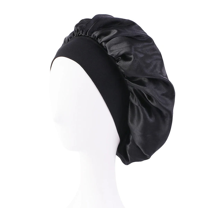 Cappello da notte a tesa larga in raso solido da donna nuovo cappello da notte Unisex con fascia elastica per la cura dei capelli cappello da notte Bonnet de nuit