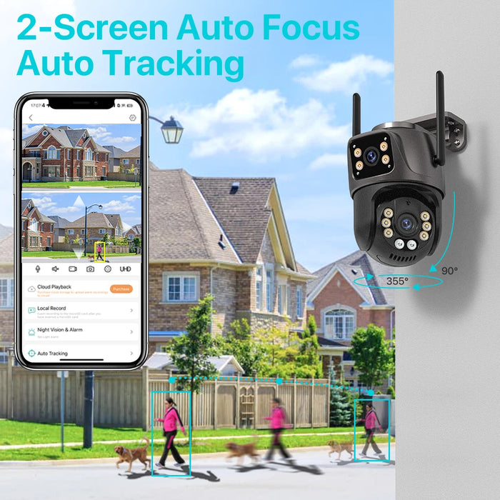 4K 8MP HD Wifi PTZ Camera Outdoor 4MP Dual Lens Dual Screen AI Auto Tracking telecamera IP CCTV Audio videosorveglianza P2P iCSee