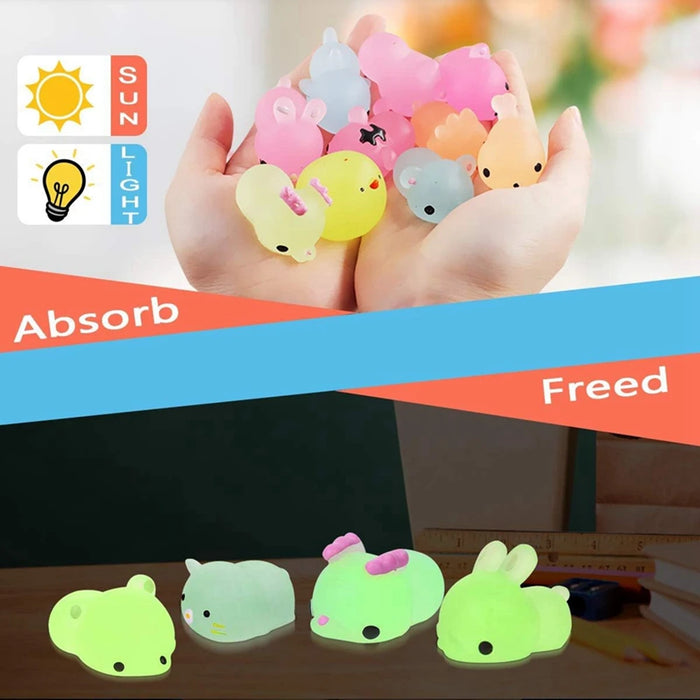 12/36 pz per bambini Kawaii animali Squishies Mochi Squishy giocattoli Glow in The Dark bomboniere antistress Squishy