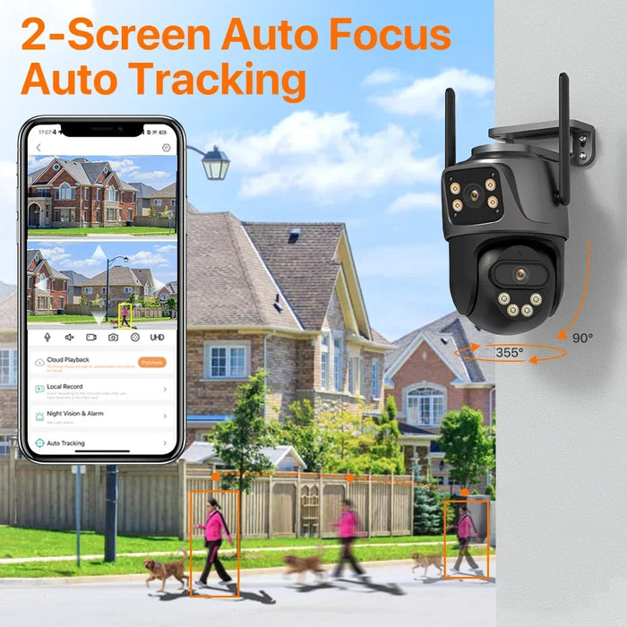 4K 8MP PTZ WIFI Camera Dual Lens Dual Screen IP Camera Outdoor 4MP HD Auto Tracking protezione di sicurezza CCTV sorveglianza iCSee