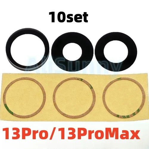 AliSunny 10 pezzi di vetro per fotocamera posteriore per iPhone 7 8 Plus 6 6S 6Plus 7Plus X XR XS Max 11 12 copriobiettivo posteriore 3M parti del supporto adesivo