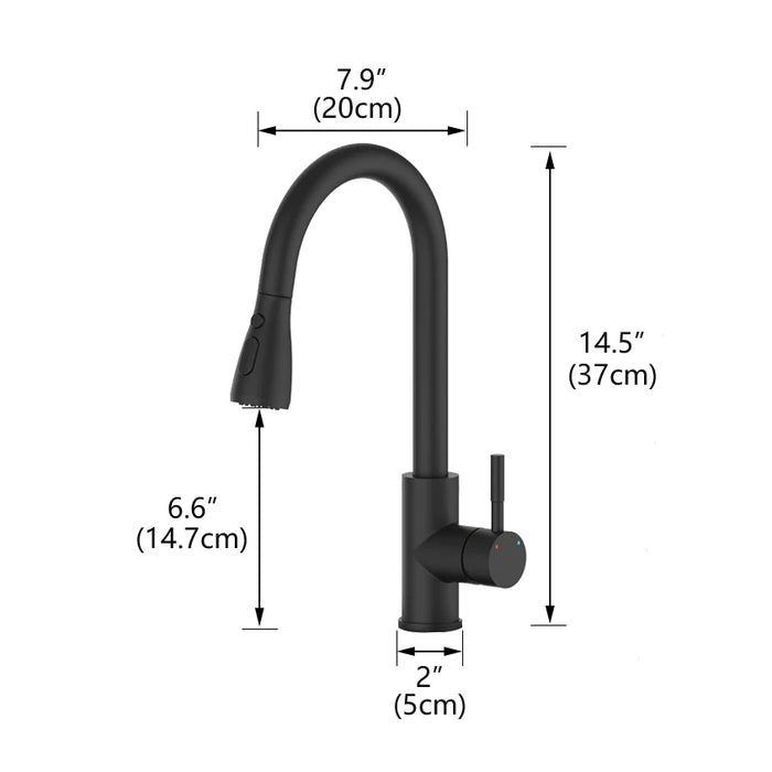 Rubinetto da cucina in nichel spazzolato foro singolo beccuccio estraibile miscelatore per lavello da cucina rubinetto spruzzatore a flusso testa miscelatore cromato/nero Tap866068