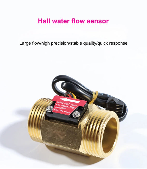 DC3.5-24V sensore di flusso d'acqua flussometro liquido in ottone sensore di flusso fluido interruttore 1.75MPa 1/2 "3/4" 1 "2" NPN sensore di flusso Hall acqua