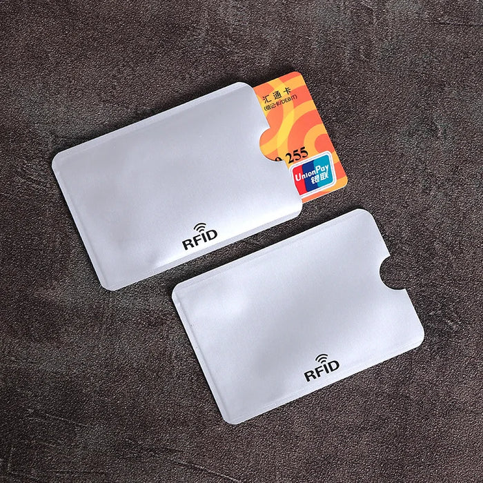 Porta carte di credito portatile anti-scansione da 10 pezzi Porta carte di credito NFC RFID Porta carte di credito portatile in foglio di alluminio antimagnetico