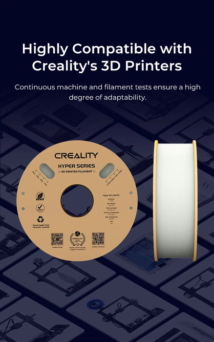 Filamento PLA Creality 1KG Hyper Series raffreddamento più rapido ad alta precisione migliore fluidità resistenza all'umidità Non tossica per stampa 3D