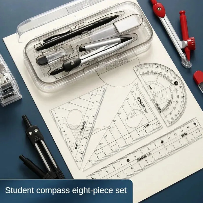 Set bussola M & G Set di misurazione righello apprendimento Set di strumenti di disegno multifunzionale professionale righello e righello Set da otto pezzi HB