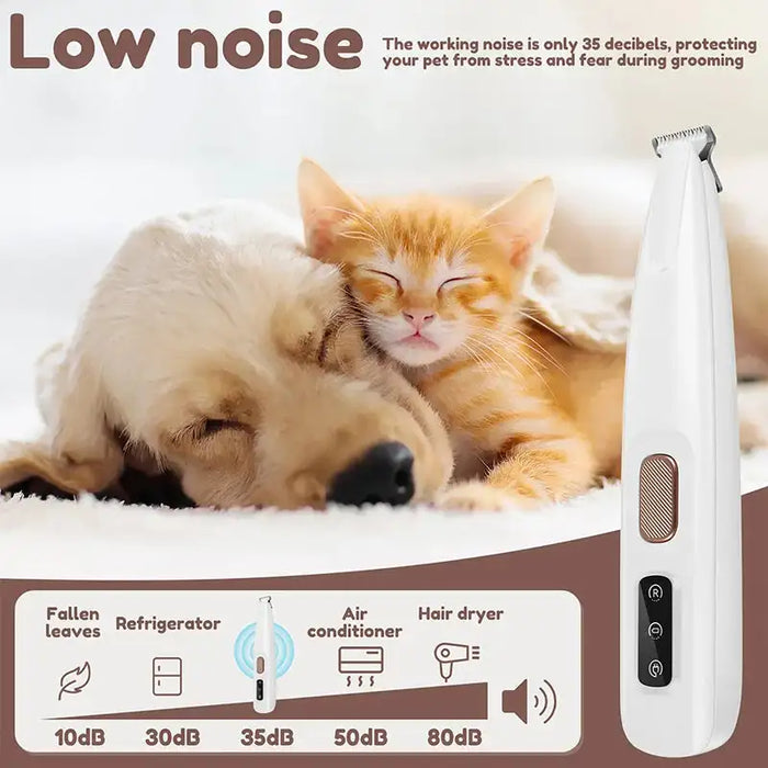 Pet Dog Electric Groomer Trimmer con luce a LED impermeabile Pet Foot Hair Trimmer Low Noise Cat Dog Face Foot Ear Hip Paw Shaver