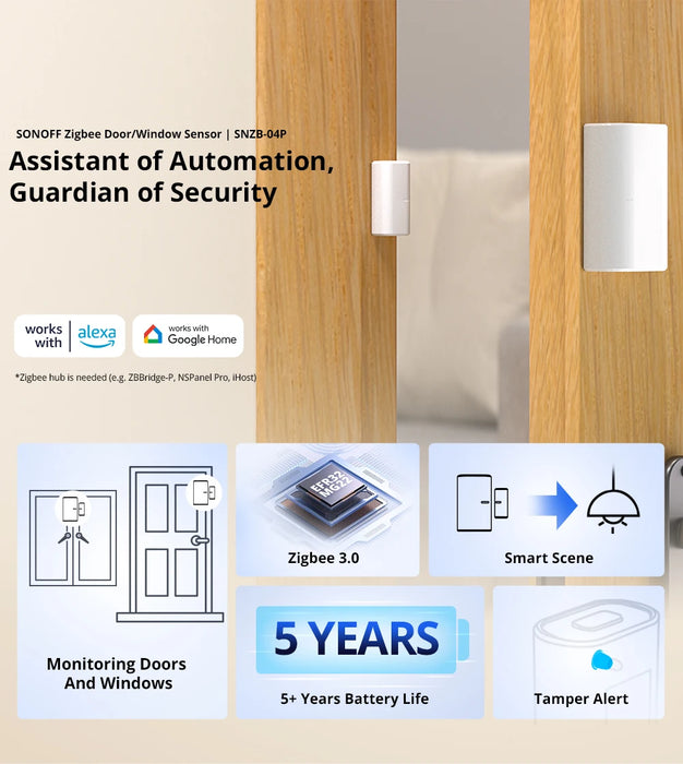 SONOFF SNZB-04P Zigbee sensore porta/finestra Tamper Alert Smart Scene telecomando Smart Home ZHA funziona con Alexa Google Home