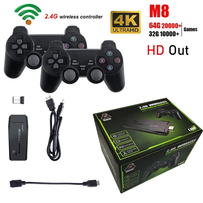 Console per videogiochi 2.4G doppio Controller Wireless Game Stick 4K 20000 giochi 64 32GB giochi retrò per regali di natale per bambini