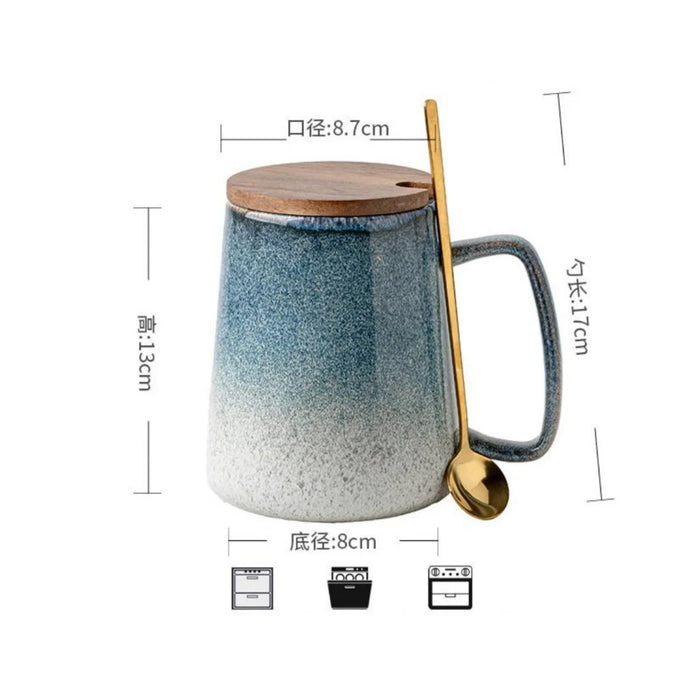 Grandi tazze da caffè in ceramica da 26 once con coperchio manico Sppon, tazza da tè Jumbo Extra grande per ufficio e casa, regalo e regalo 780ML