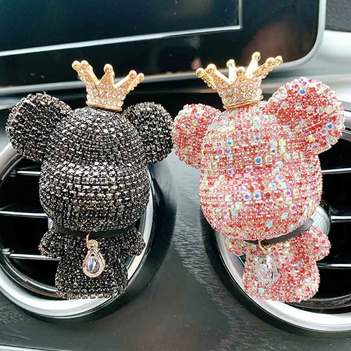 Creativo corona diamante simpatico orso fragranza auto profumo Clip presa d'aria Aroma aria più fresca decorazione accessori aromaterapia