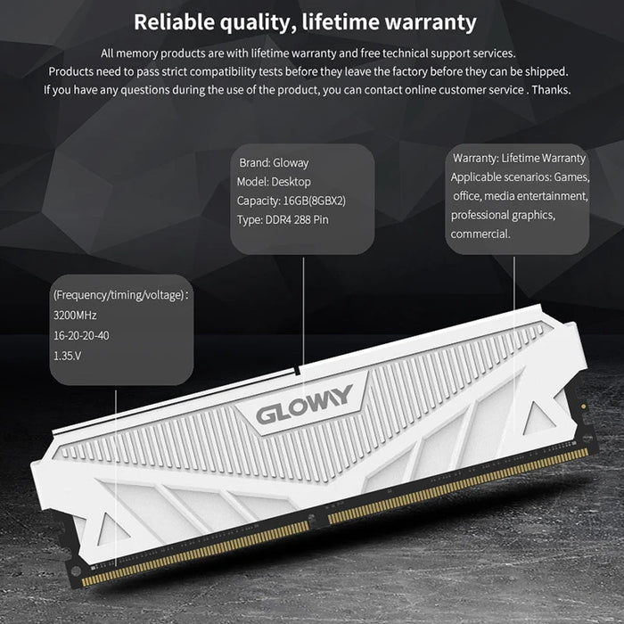 Gloway memoria ram ddr4 8gb 16gb 3200mhz 3600mhz Desktop memoria ddr4 Ram a doppio canale per PC Computador