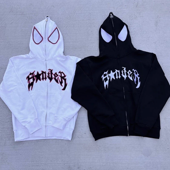 Full Zip Up Spider felpa con cappuccio donna uomo Streetwear Harajuku Graphic oversize Jacket Hood Shirt Punk Gothic Y2K abbigliamento felpa