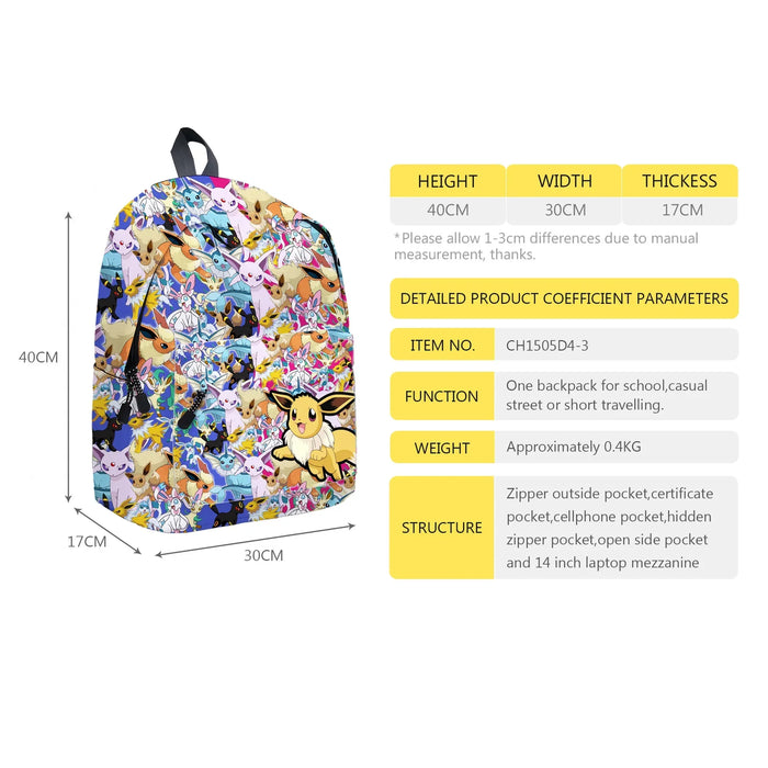 Pokemon School Bags zaini Pikachu Anime figure borse per bambini borsa da viaggio di grande capacità ragazze ragazzi regali di natale giocattoli