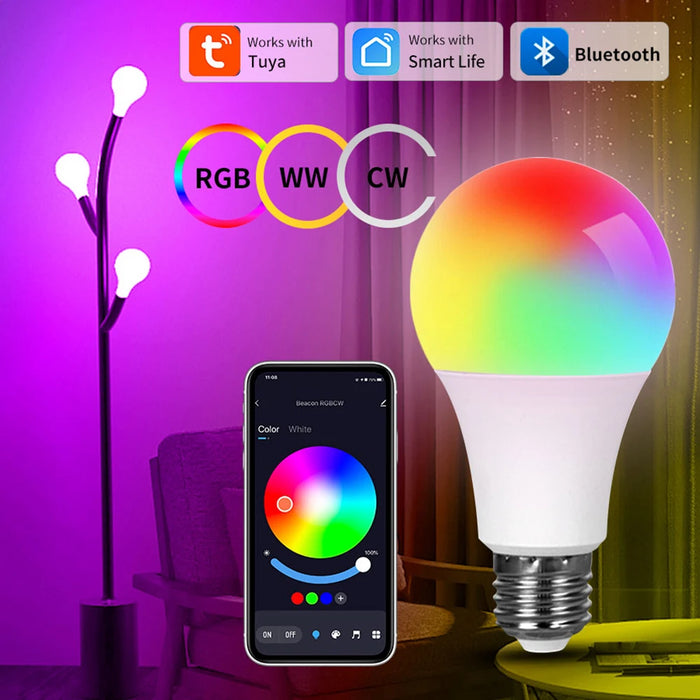 Tuya Smart Bulb E27 APP Control Bluetooth dimmerabile lampadina a LED lampada RGB 85-265V decorazione camera da letto illuminazione per feste Smart Life