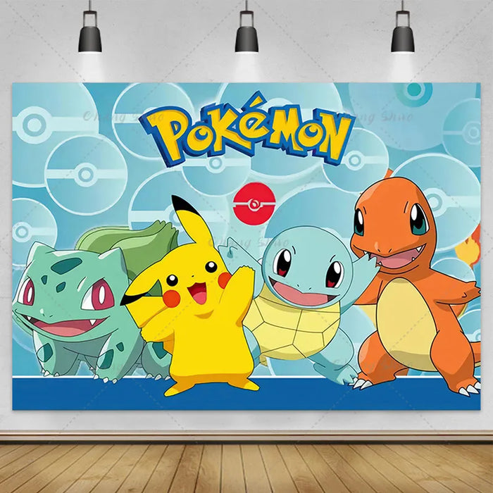 Pokemon Pikachu sfondo decorazione animazione fotografia sfondo Banner Poster festa di buon compleanno bambini ragazzo Baby Shower