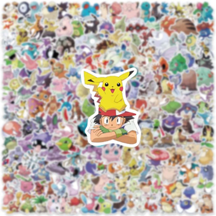 100/200/300 pz Pokemon Kawaii Pikachu adesivi decorazione decalcomanie Laptop Skateboard auto bagagli telefono adesivo impermeabile giocattolo