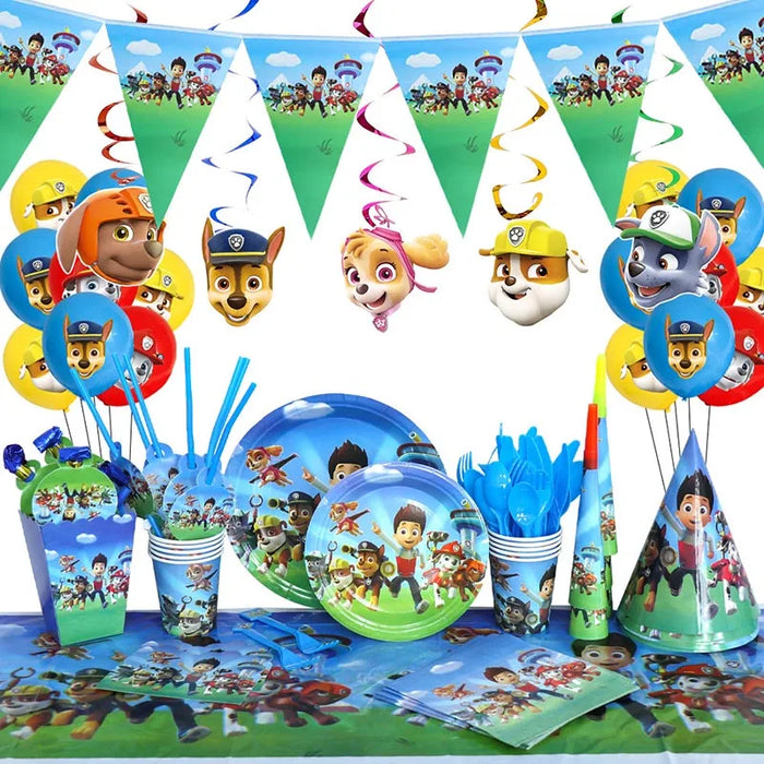 PAW Patrol Birthday Party Decoration Kids Toy Hat Gift palloncino in alluminio stoviglie usa e getta New Banner Boy Event Supplies