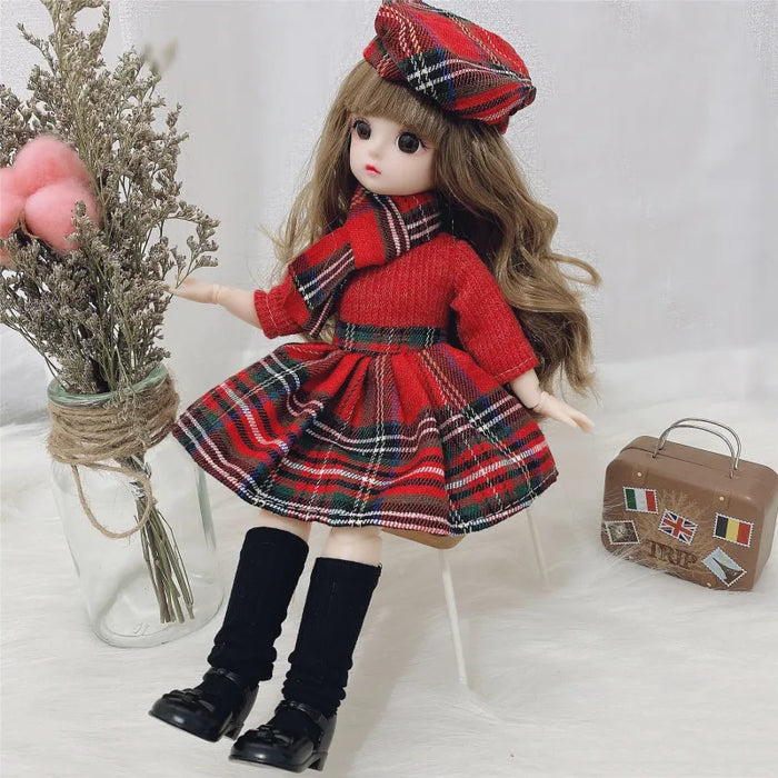 30cm Bjd Doll 12 giunti mobili 1/6 vestito da ragazza 3D occhi marroni giocattolo con vestiti scarpe giocattoli per bambini per ragazza regalo per bambini